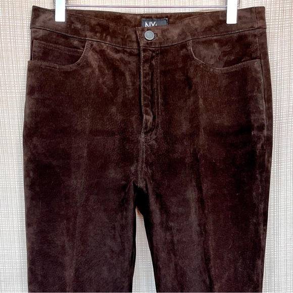 Vintage 100%Genuine Suede Pant Luxurious Deep Brown Straight Leg High Waist - Picture 4 of 14